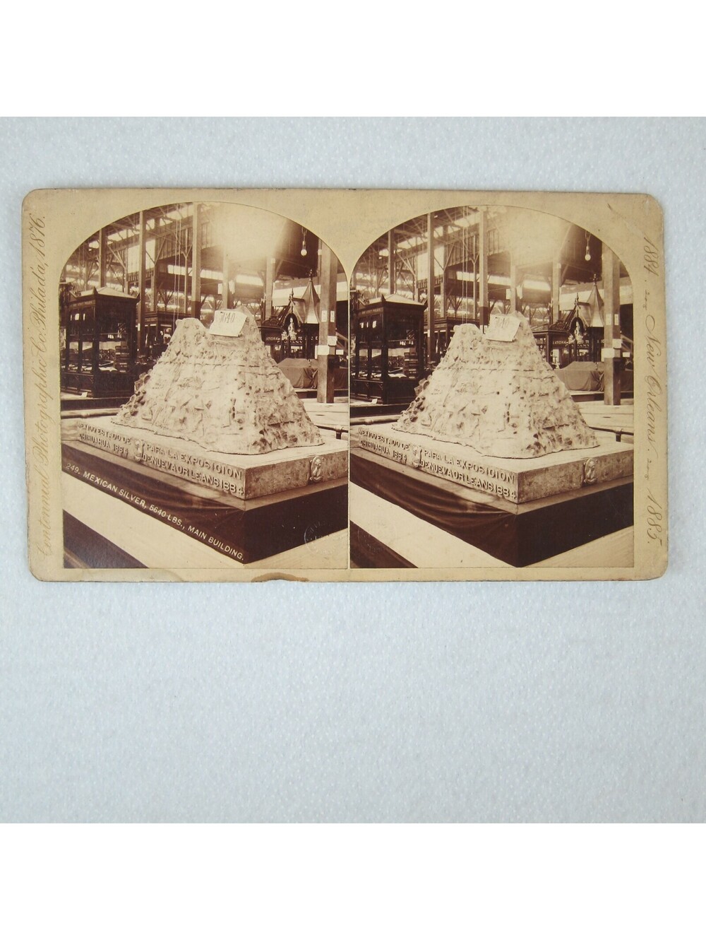 Antique 1884 New Orleans Exposition Stereoview #249 Mexican Silver 5640 lbs RARE